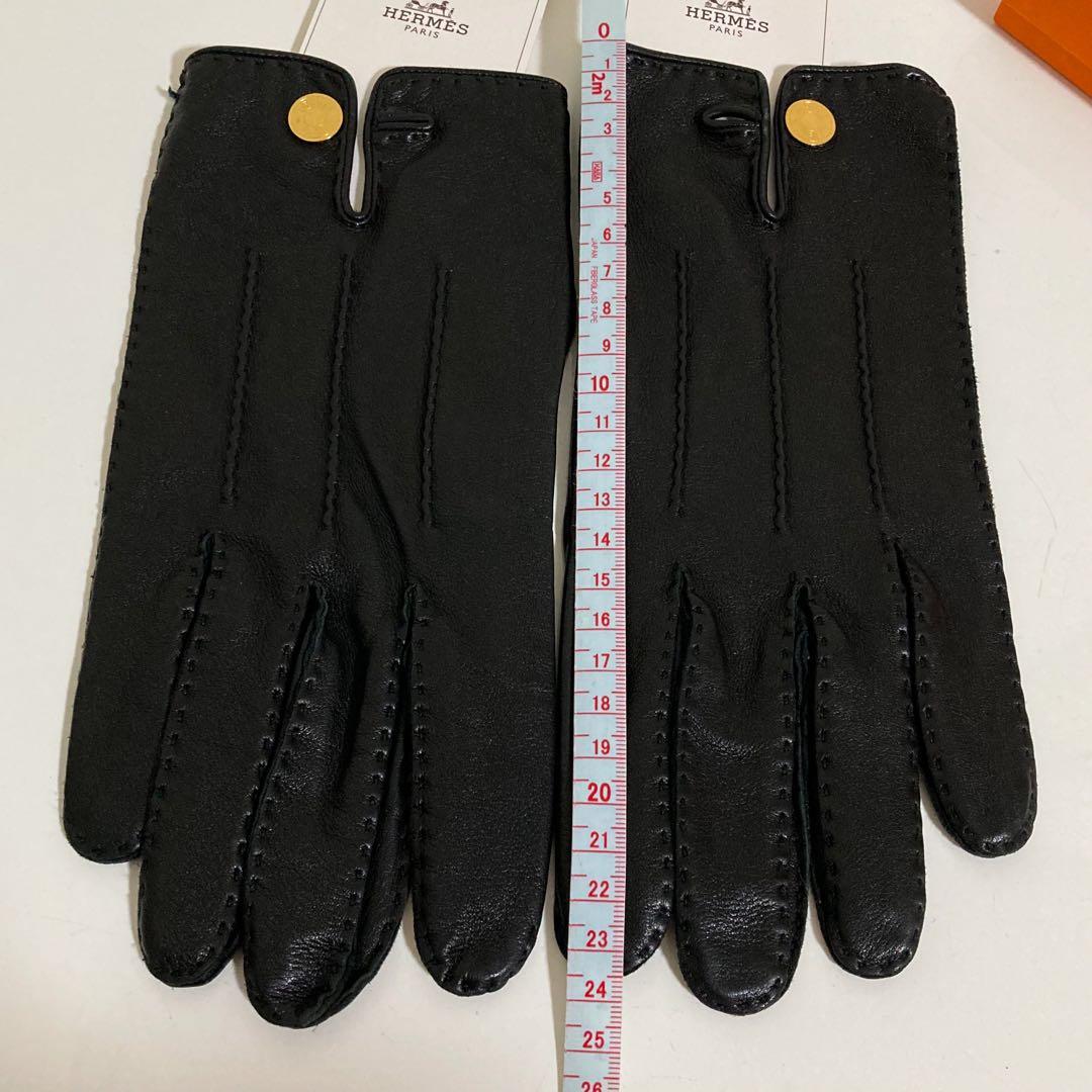 エルメス　HERMES　ラムスキン　セリエボタン　グローブ　ブラック　サイズ9
