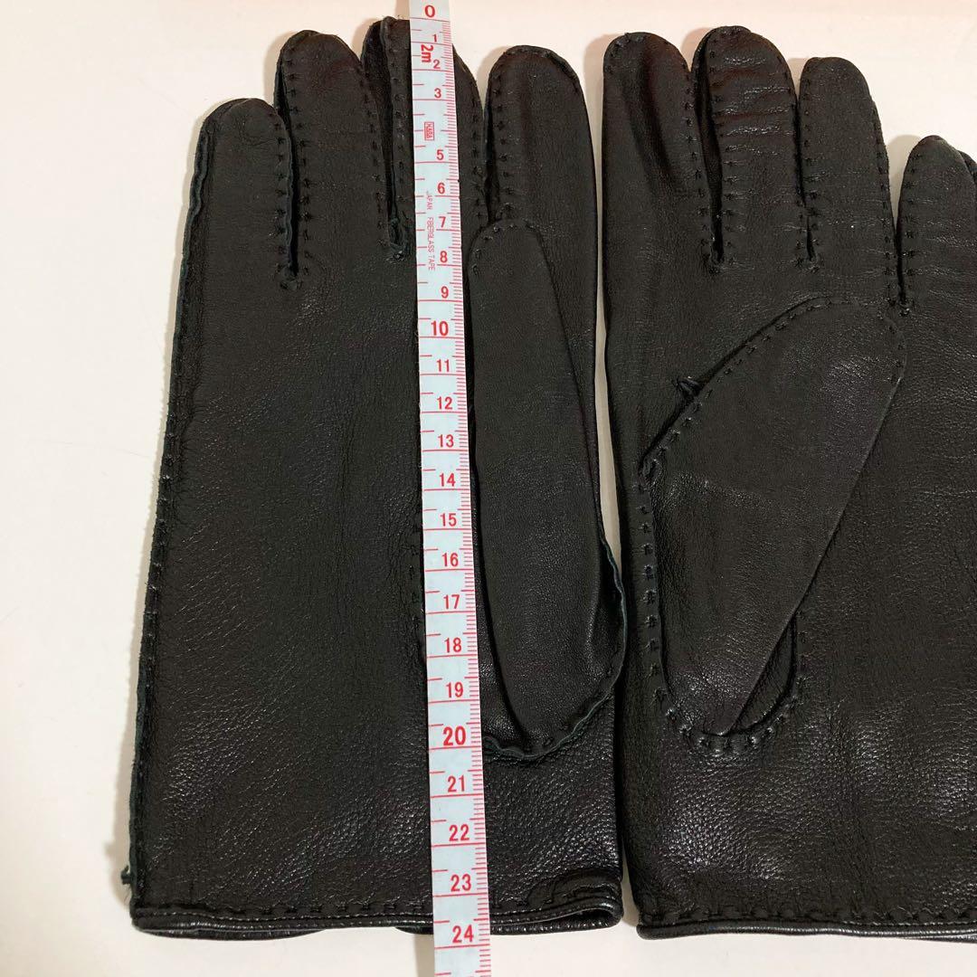 エルメス　HERMES　ラムスキン　セリエボタン　グローブ　ブラック　サイズ9