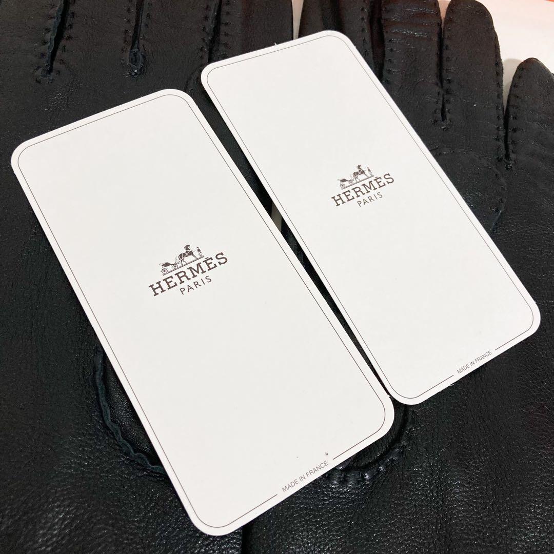 エルメス　HERMES　ラムスキン　セリエボタン　グローブ　ブラック　サイズ9