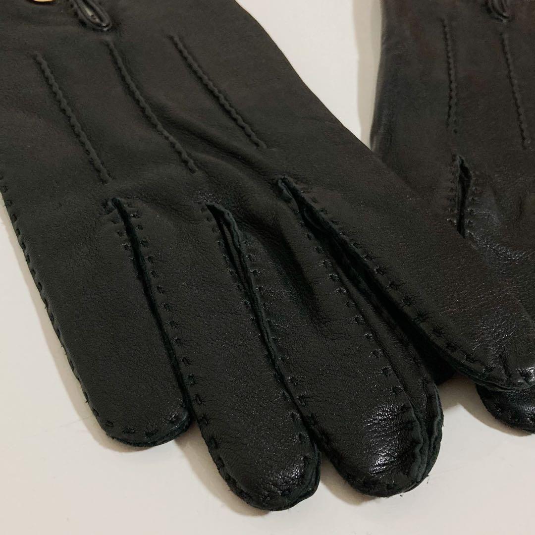 エルメス　HERMES　ラムスキン　セリエボタン　グローブ　ブラック　サイズ9