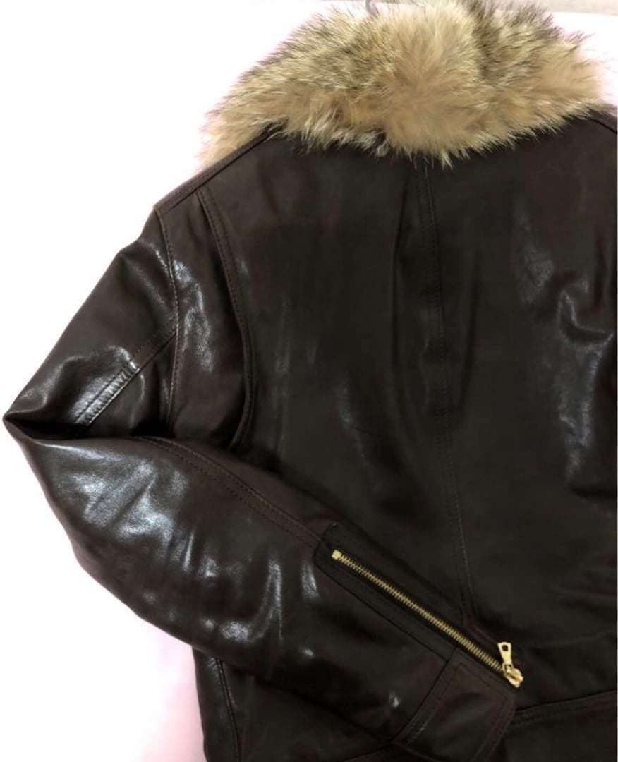 ば*ん様 【状態良し】 COACH コヨーテ毛皮付き革ジャケット　レザー　ジャケ