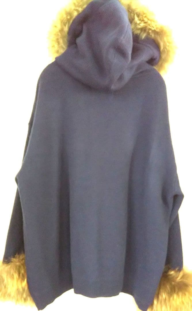 ヨ*チ様 MAX&MOI PARISロイヤルブルー★毛皮とフード付きビッグニット