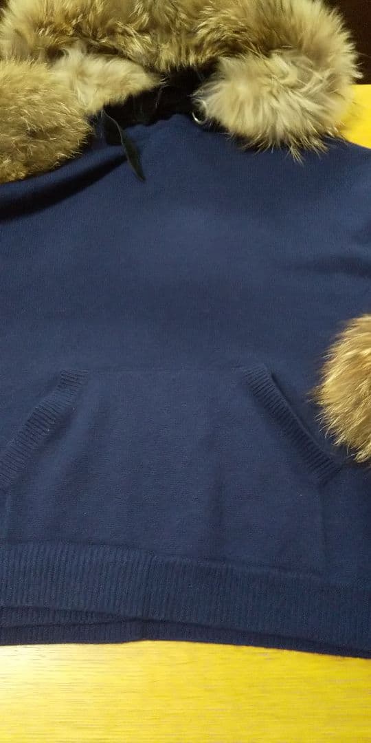 ヨ*チ様 MAX&MOI PARISロイヤルブルー★毛皮とフード付きビッグニット