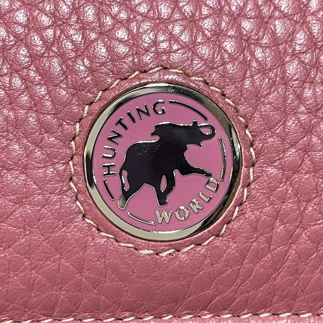 新品保管品【HUNTINGWORLD ハンティングワールド】三つ折り財布 ピンク