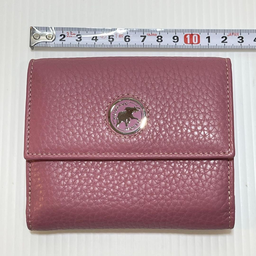 新品保管品【HUNTINGWORLD ハンティングワールド】三つ折り財布 ピンク