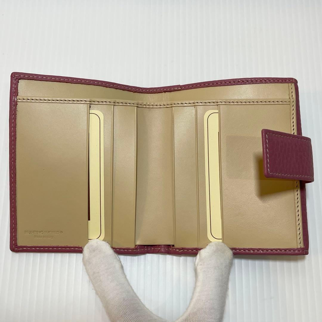 新品保管品【HUNTINGWORLD ハンティングワールド】三つ折り財布 ピンク