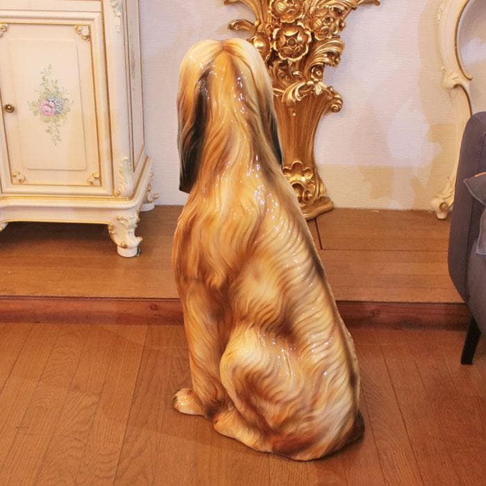 アフガンハウンド 等身大 置物 オブジェ 陶器 犬 オーナメント 127-415