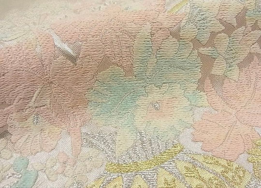 振袖フルセット6点サイズM〜Ｌ駒刺繍　渡り橋藤花房文　金彩　正絹