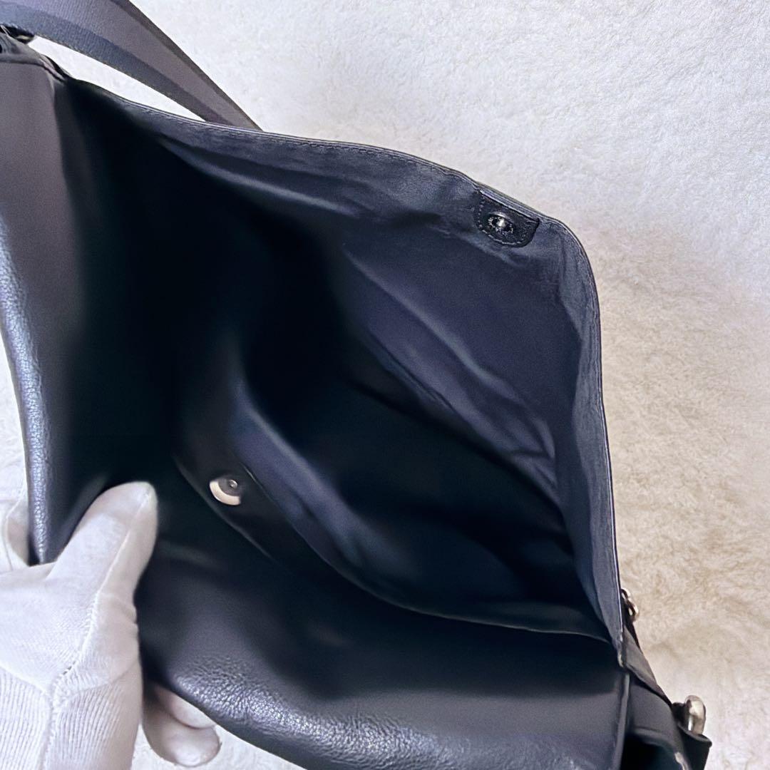 COACH オールレザー メッセンジャーバッグ フラップ メンズ ブラック