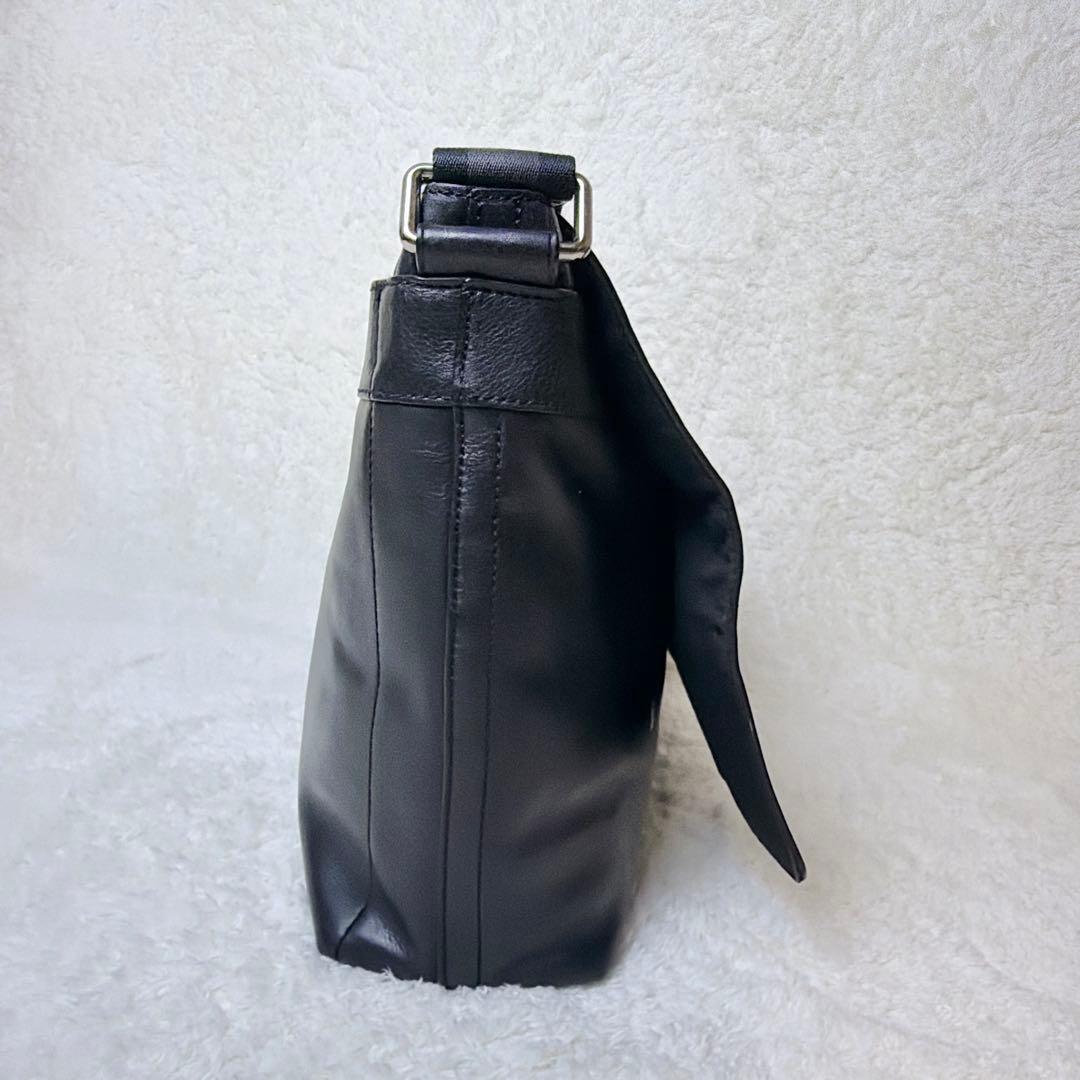 COACH オールレザー メッセンジャーバッグ フラップ メンズ ブラック