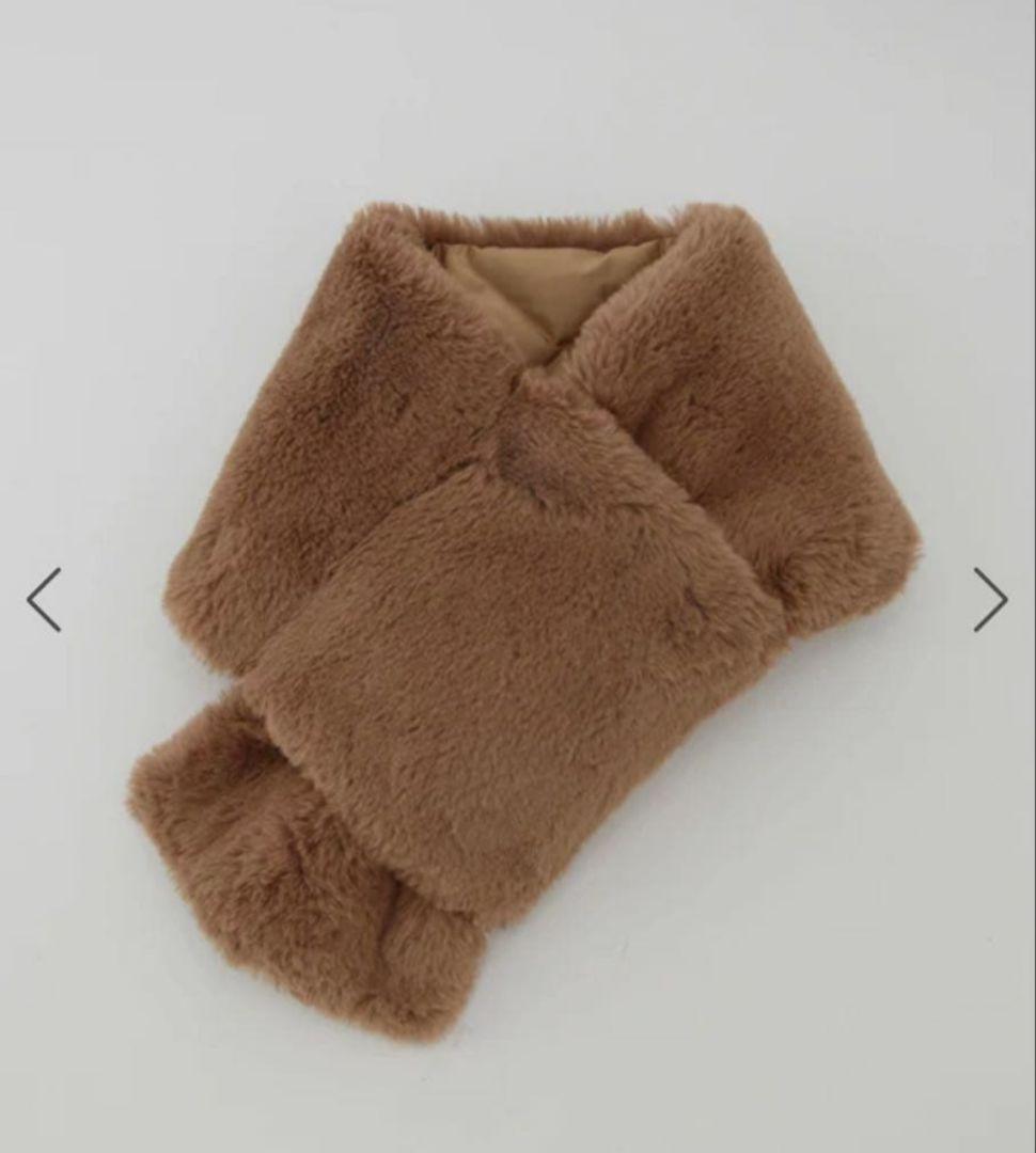 上*ん様 ロペ タイオン リモンタ フェイクファー ダウン マフラー キャメル