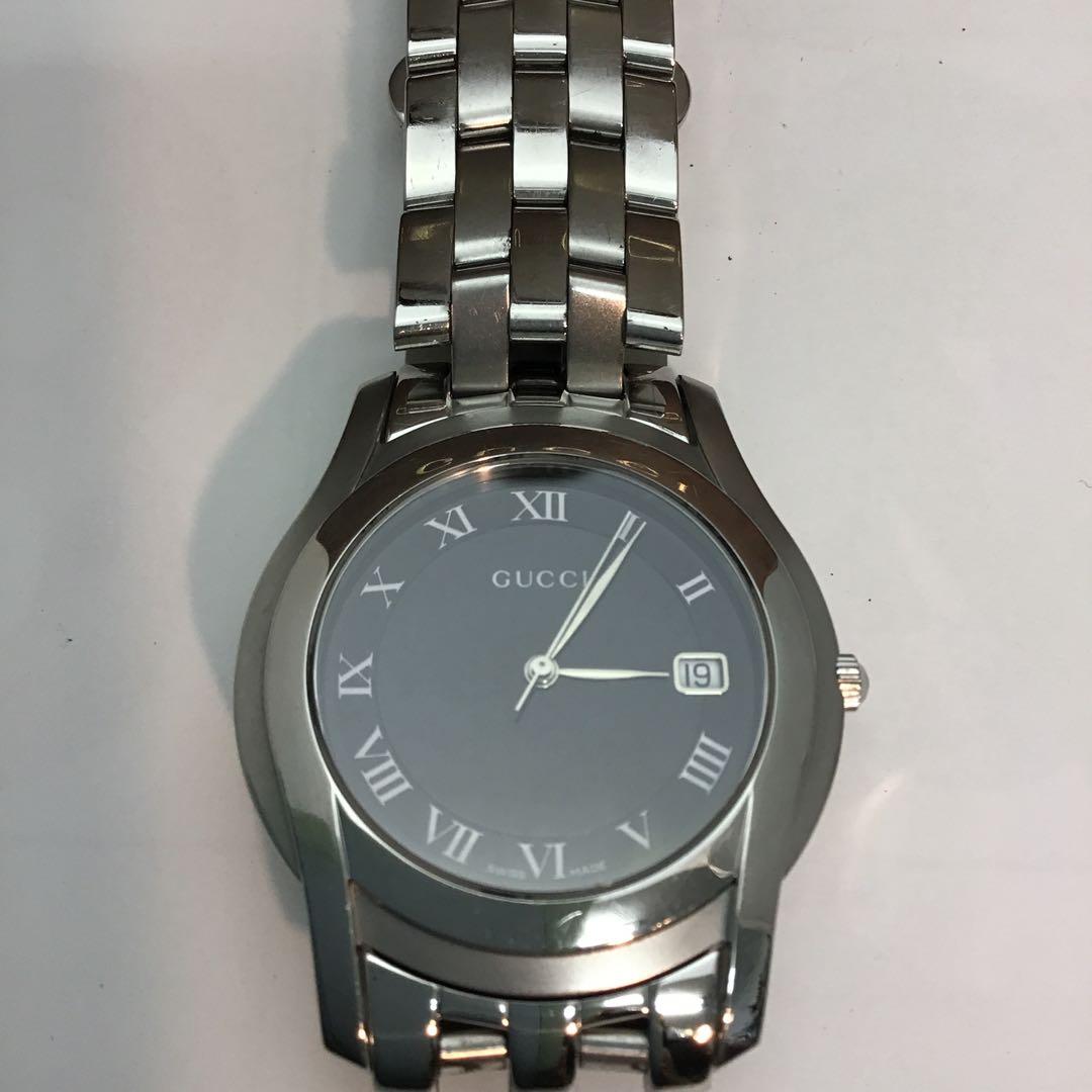 ‼️GUCCI グッチ‼️ステンレススチール ブラックダイヤル クォーツ時計