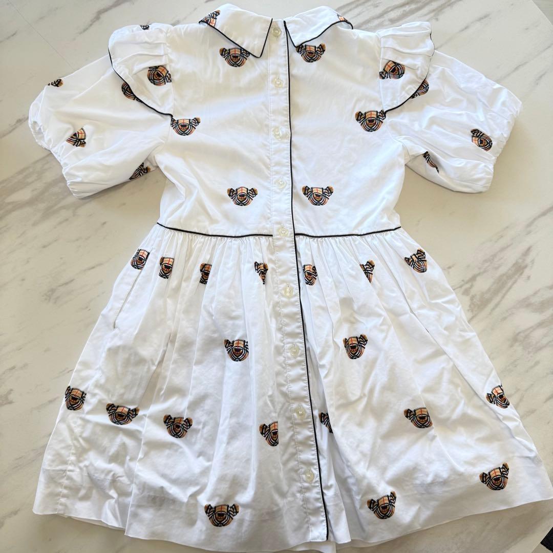 BURBERRY バーバリー ワンピース 116cm チェック 刺繍 ホワイト