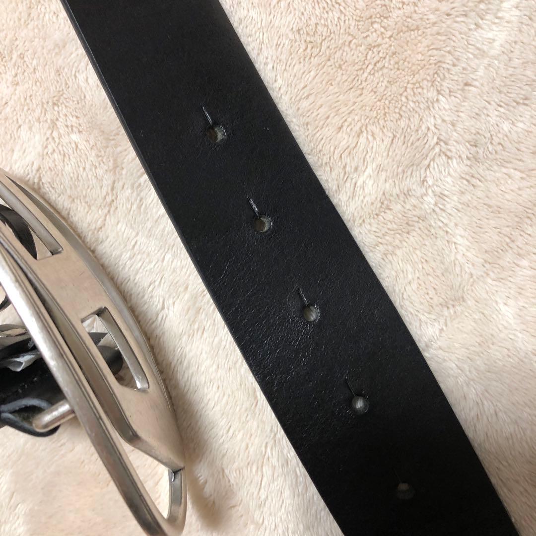 美品　DIESEL ディーゼル　ブラックベルト オーバルバックル　レザー　黒