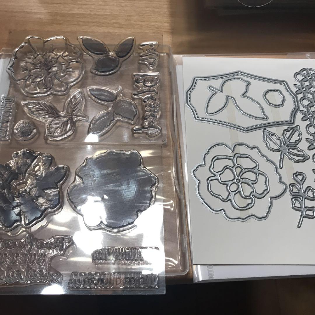 未使用　スタンピンアップ　wild rose 薔薇スタンプ & ダイのセット