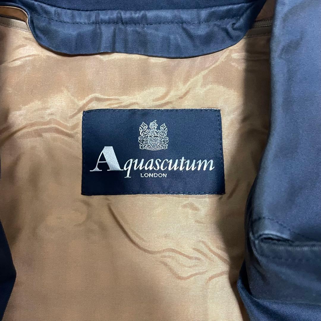 アクアスキュータム　ネイビー　ステンカラーコート　ロングコート　ライナー付き