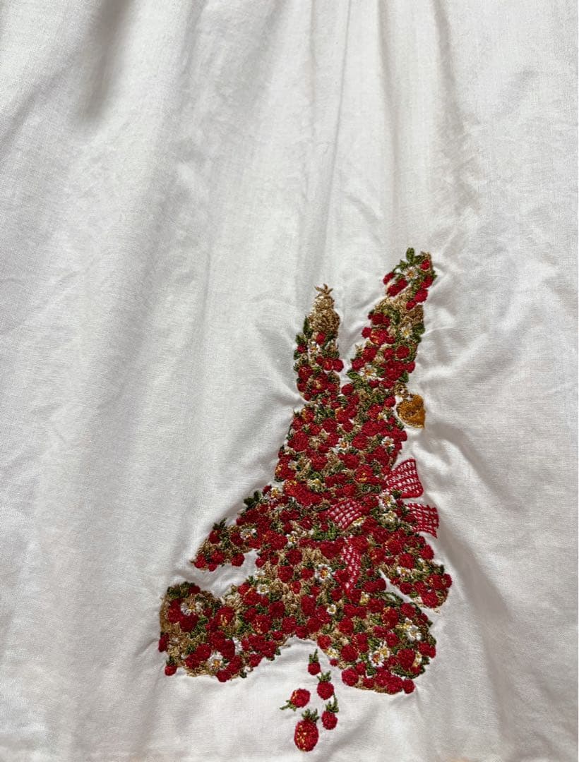 ピンクハウス　ギンガムうさぎ　いちご　刺繍　セーラー　ブラウス　赤　白