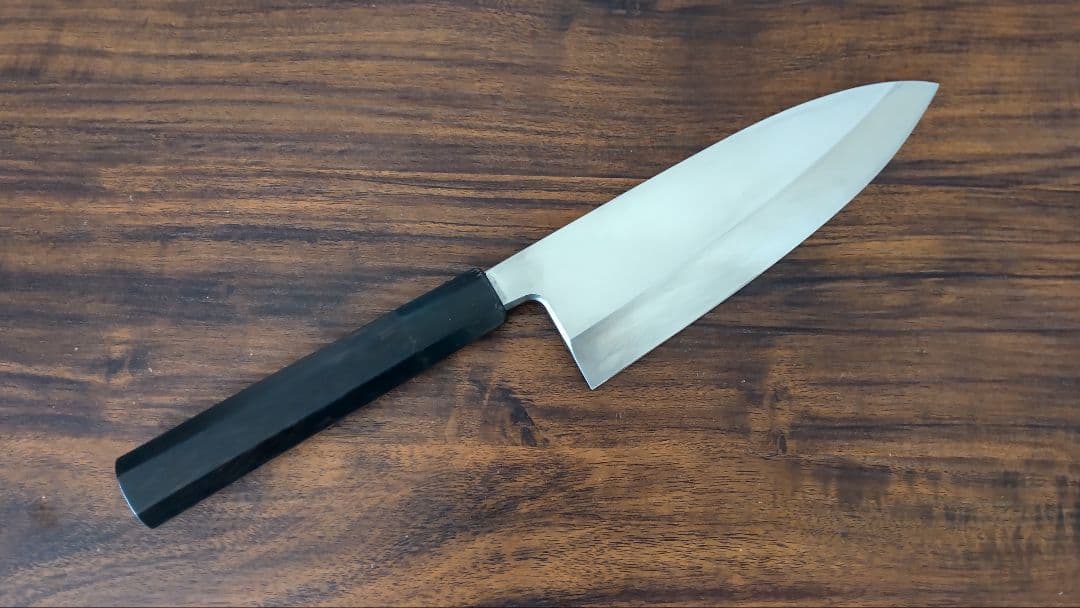 梵静刃物　出刃包丁　黒檀水牛八角柄　175mm