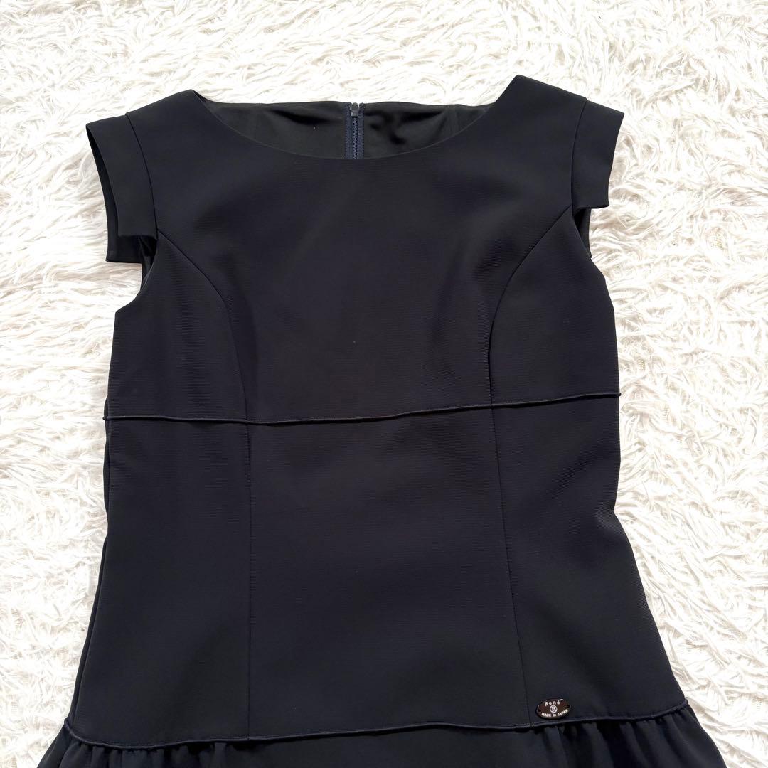 新品同様✨ルネ　ノースリーブ　ティアード　ドレス　ワンピース ネイビー　38