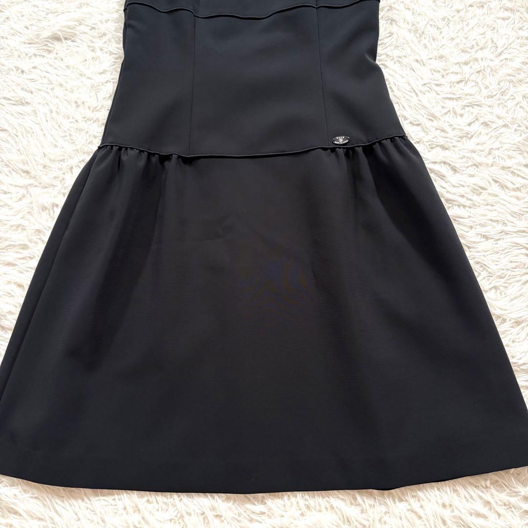 新品同様✨ルネ　ノースリーブ　ティアード　ドレス　ワンピース ネイビー　38