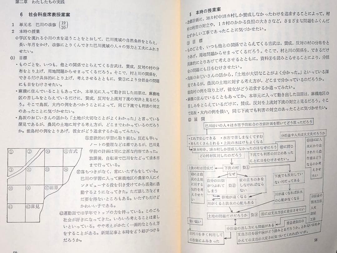 貴重本 静岡市立安東小学校『個の育つ学校』上田薫 カルテ 座席表 社会科の初志