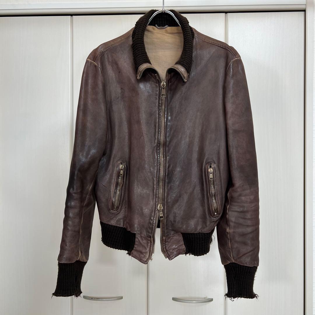GIORGIO BRATO ビンテージ加工 ラムレザージャケット 48