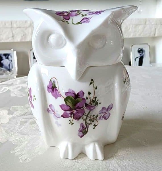 希少 ② 大 ハマースレイ バイオレット フクロウティーキャディー アンティーク