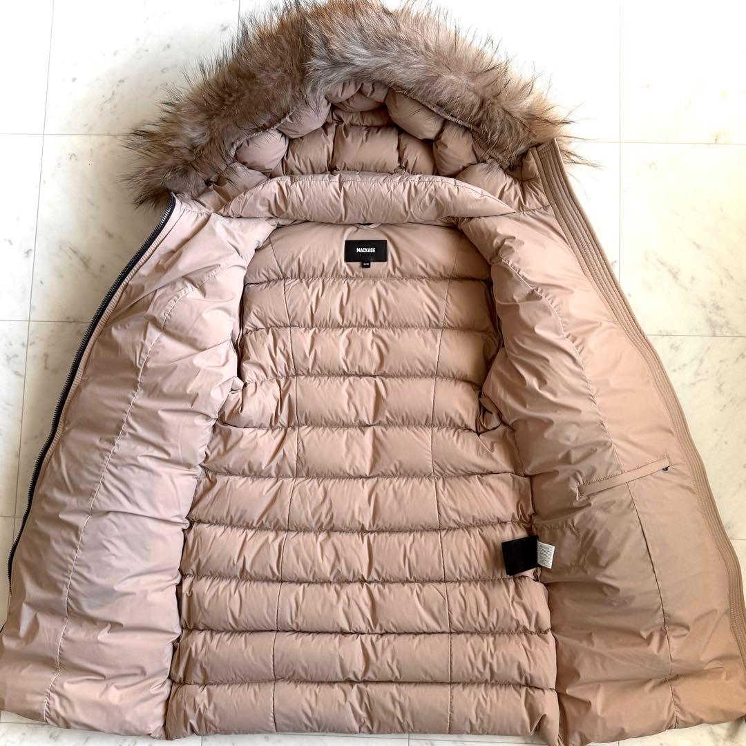 極美品 マッカージュ CALLA-F フードファー付き ロングダウンコート XL