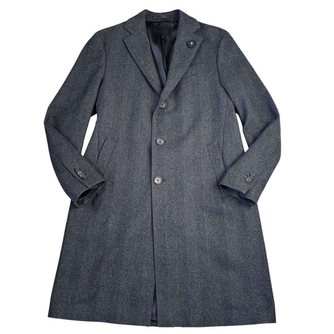 極美品 ラルディーニ ブートニエール ヘリンボーン チェスターコート 50 XL