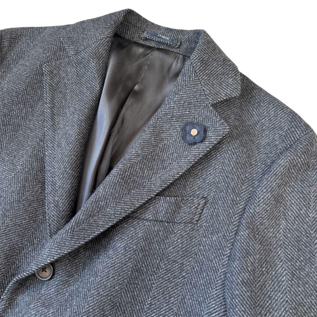 極美品 ラルディーニ ブートニエール ヘリンボーン チェスターコート 50 XL