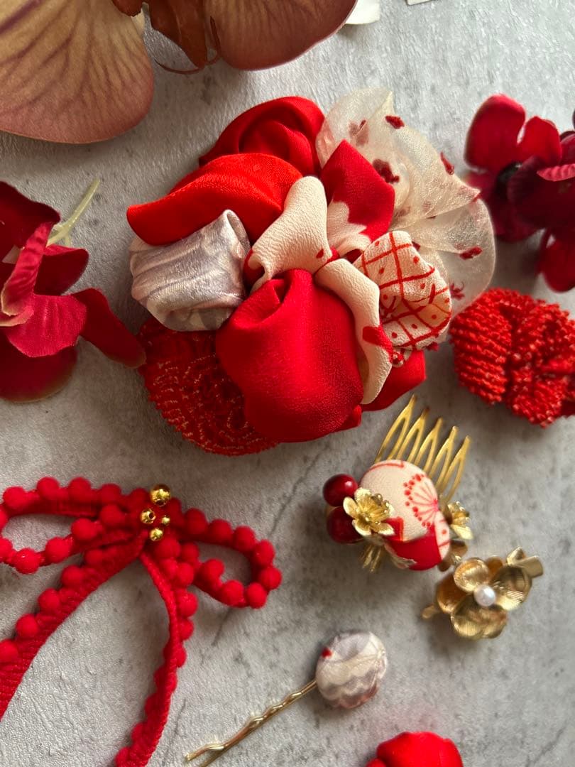 七五三　七五三髪飾り　ヘッドドレス　着物髪飾り　リメイク髪飾り　079