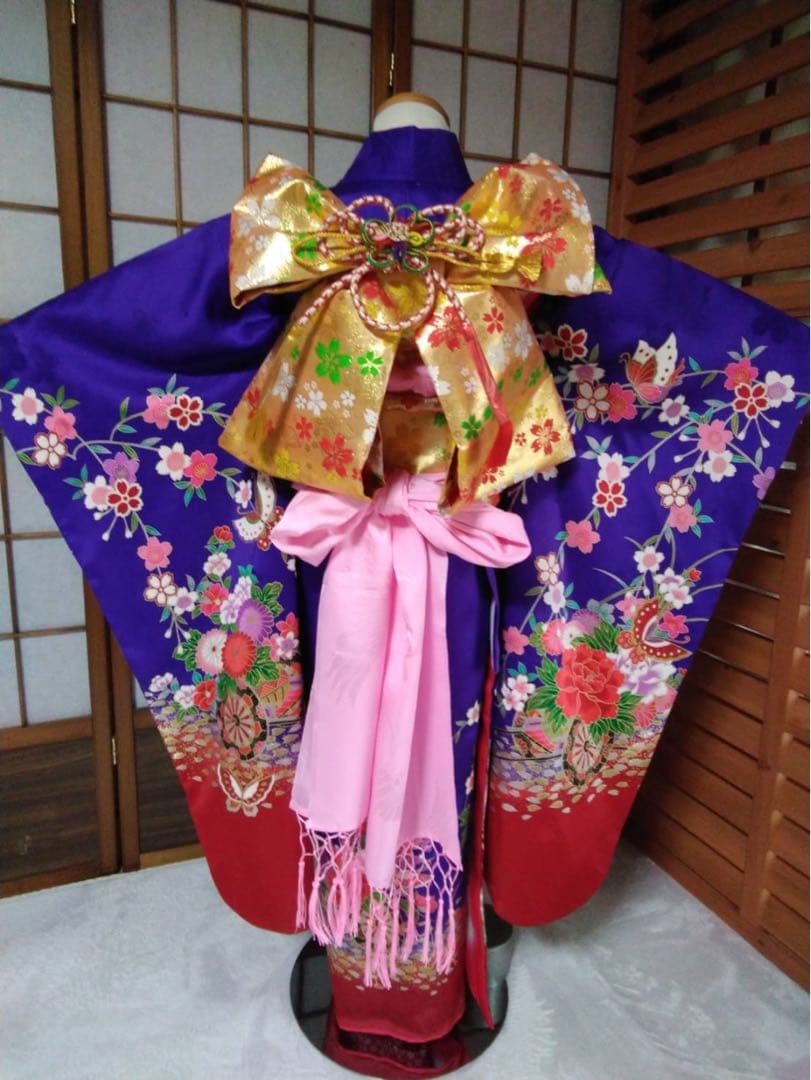 7歳向け・表側正絹・お着物のセット