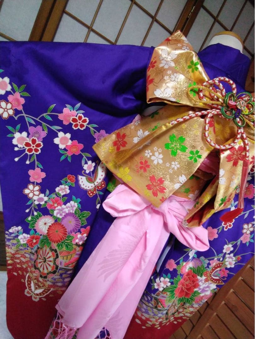 7歳向け・表側正絹・お着物のセット