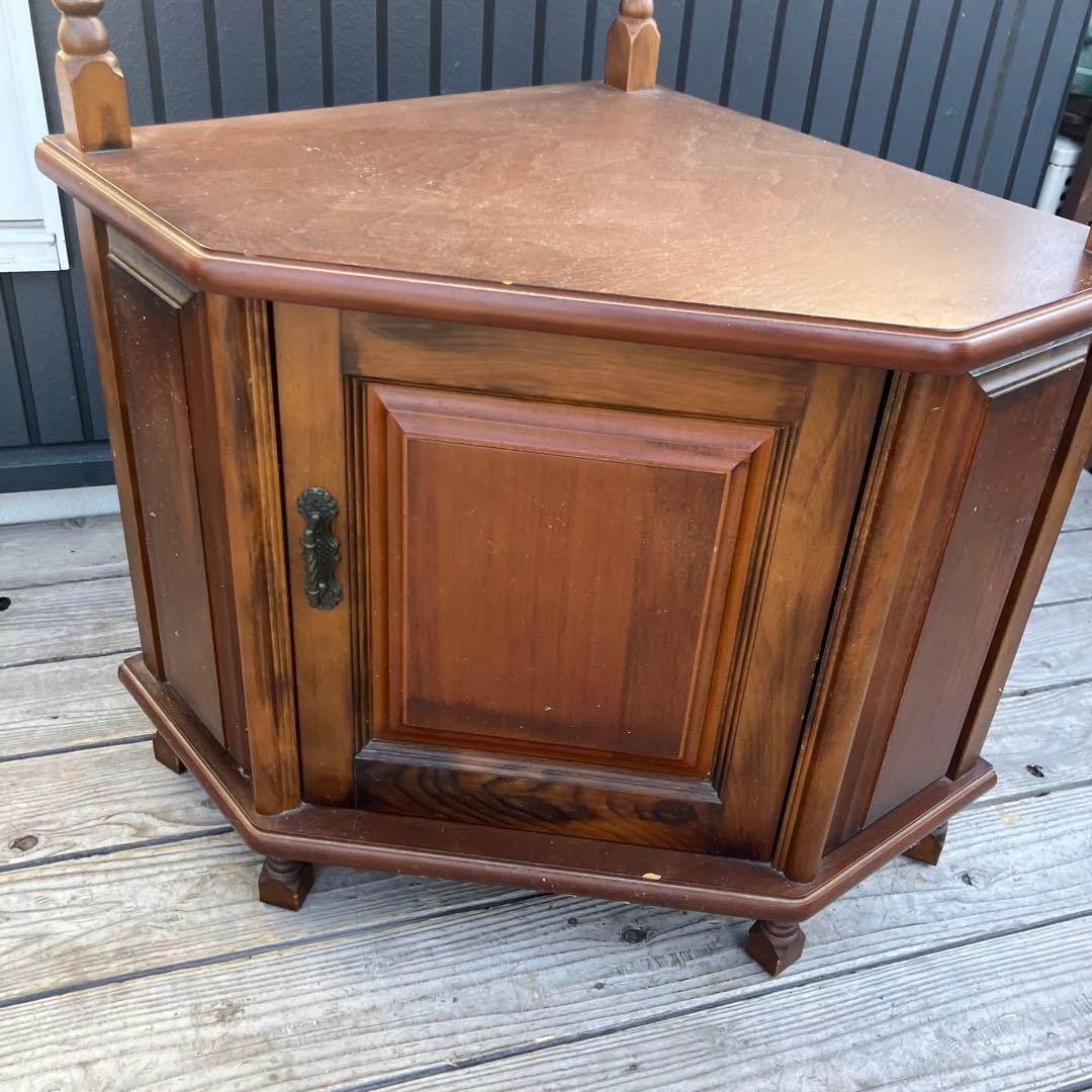 昭和レトロ 木製コールキャビネット コーナーラック 飾り棚 インテリア 古家具