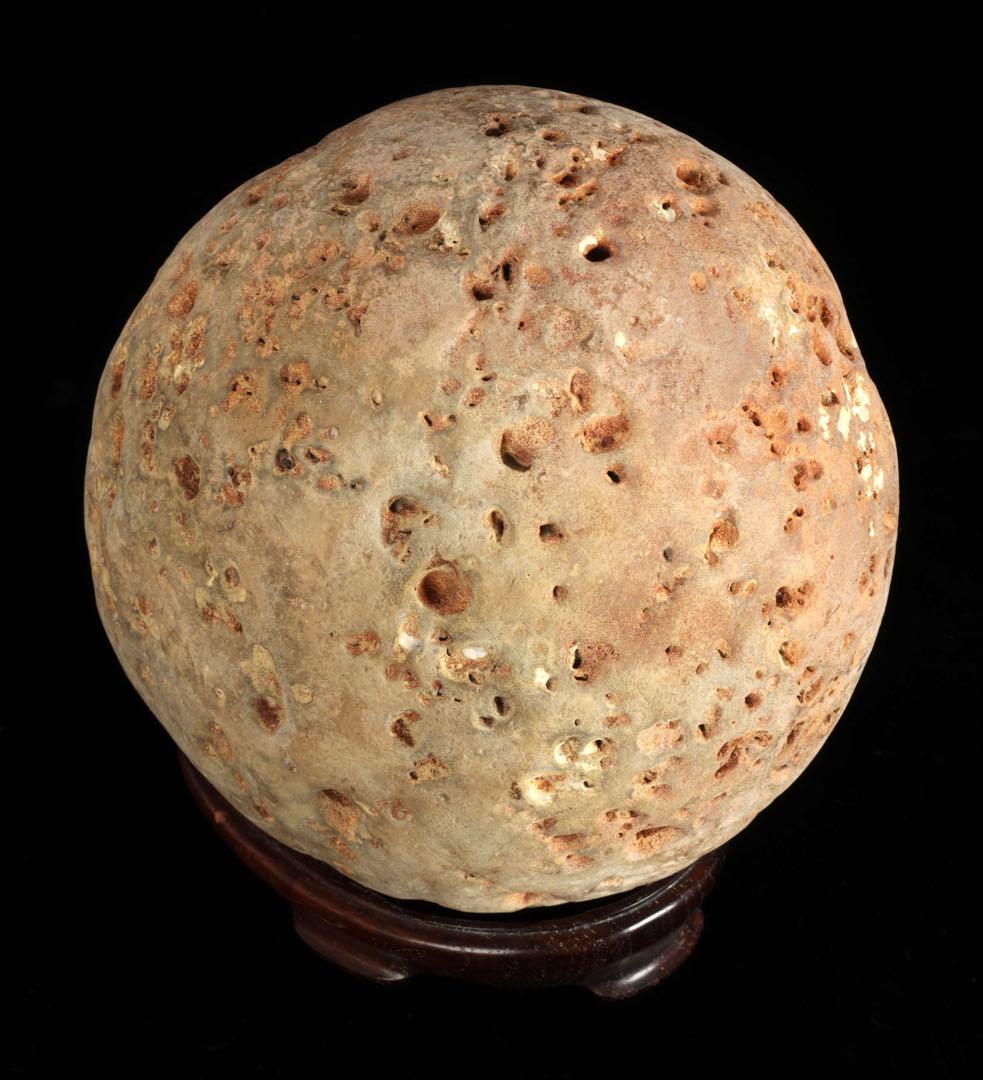 大型 多孔質 景石 火山岩系 5.8kg 台座付 自然石 鑑賞石 盆石 盆景