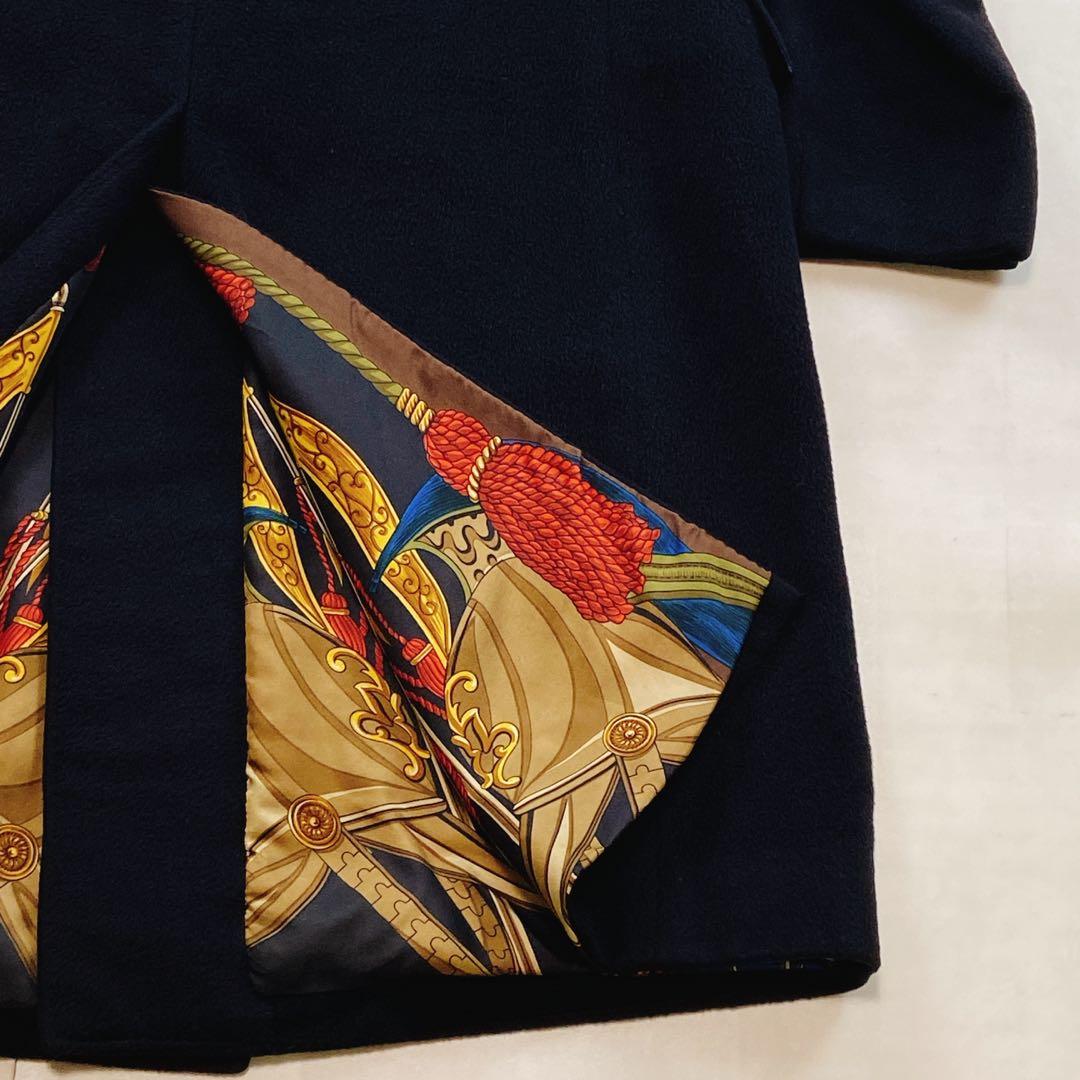 ヘルノ カシミヤ シルク100 ダブルチェスターコート52XL スカーフ柄