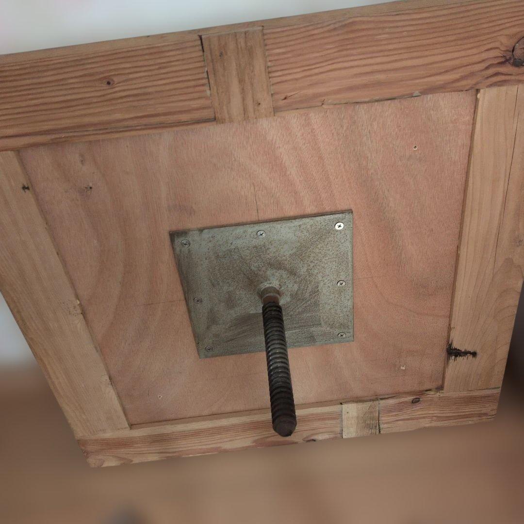 ブロカントフランス天板木製三脚式正方形回転テーブル