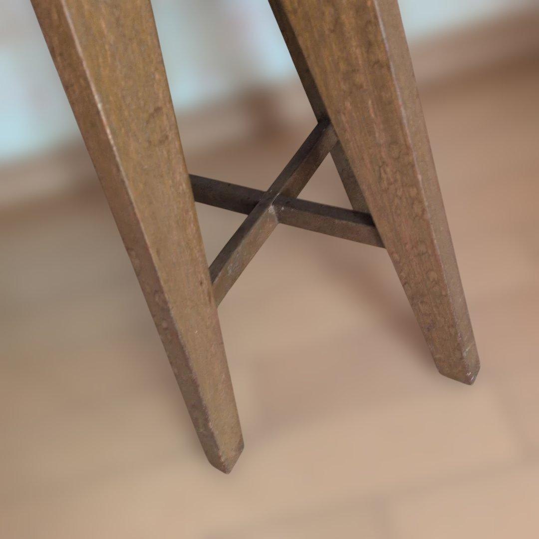 ブロカントフランス天板木製三脚式正方形回転テーブル