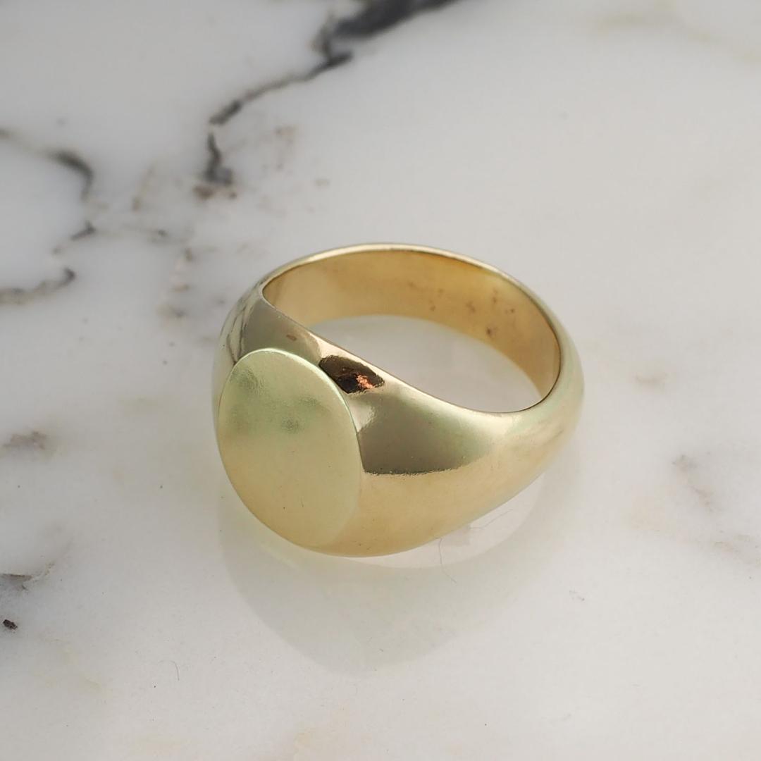 真鍮製 印台リング 重厚感　存在感　25号　ゴールドカラー　バイカー　カジュアル