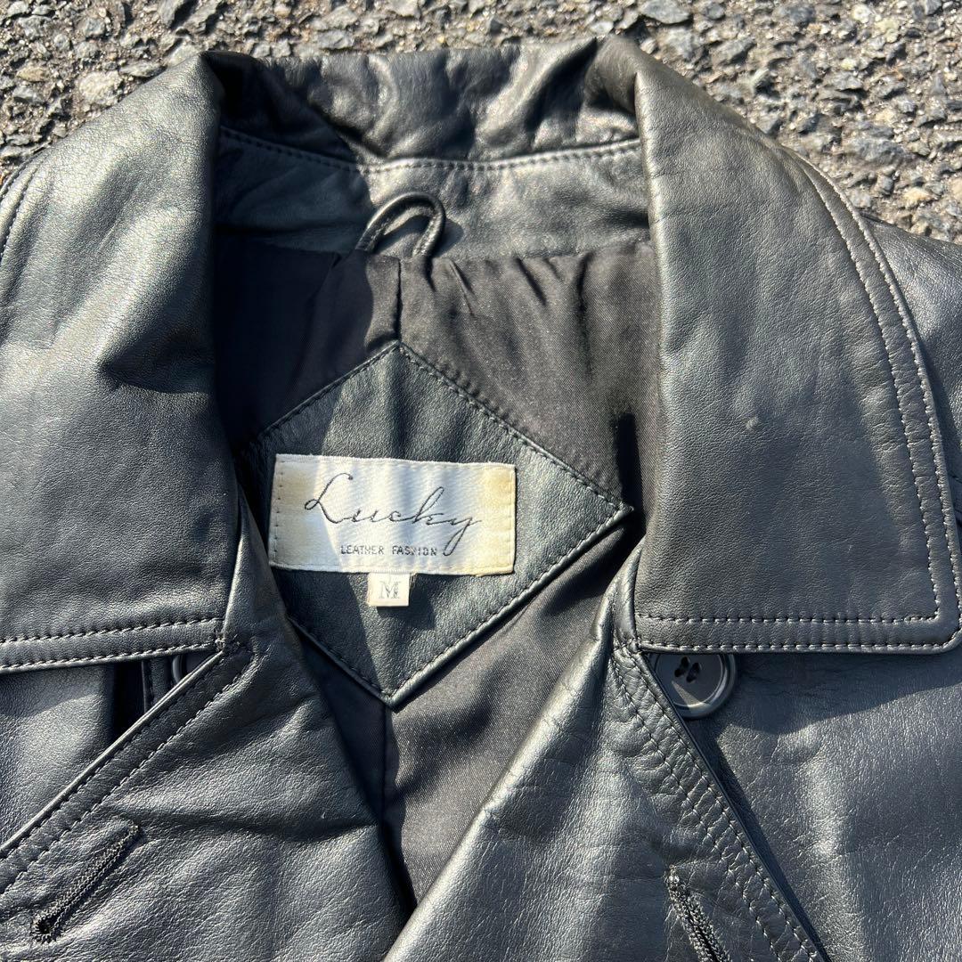 80s 日本製 牛革レザー トレンチコート