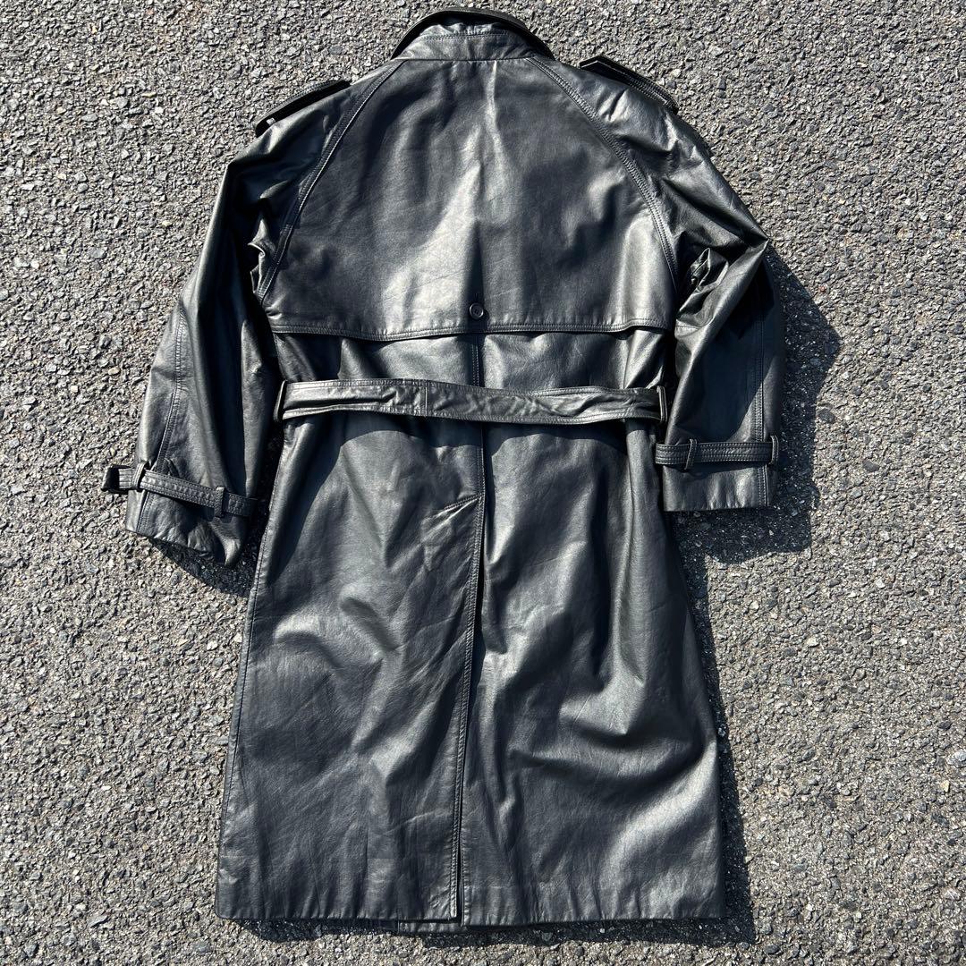 80s 日本製 牛革レザー トレンチコート