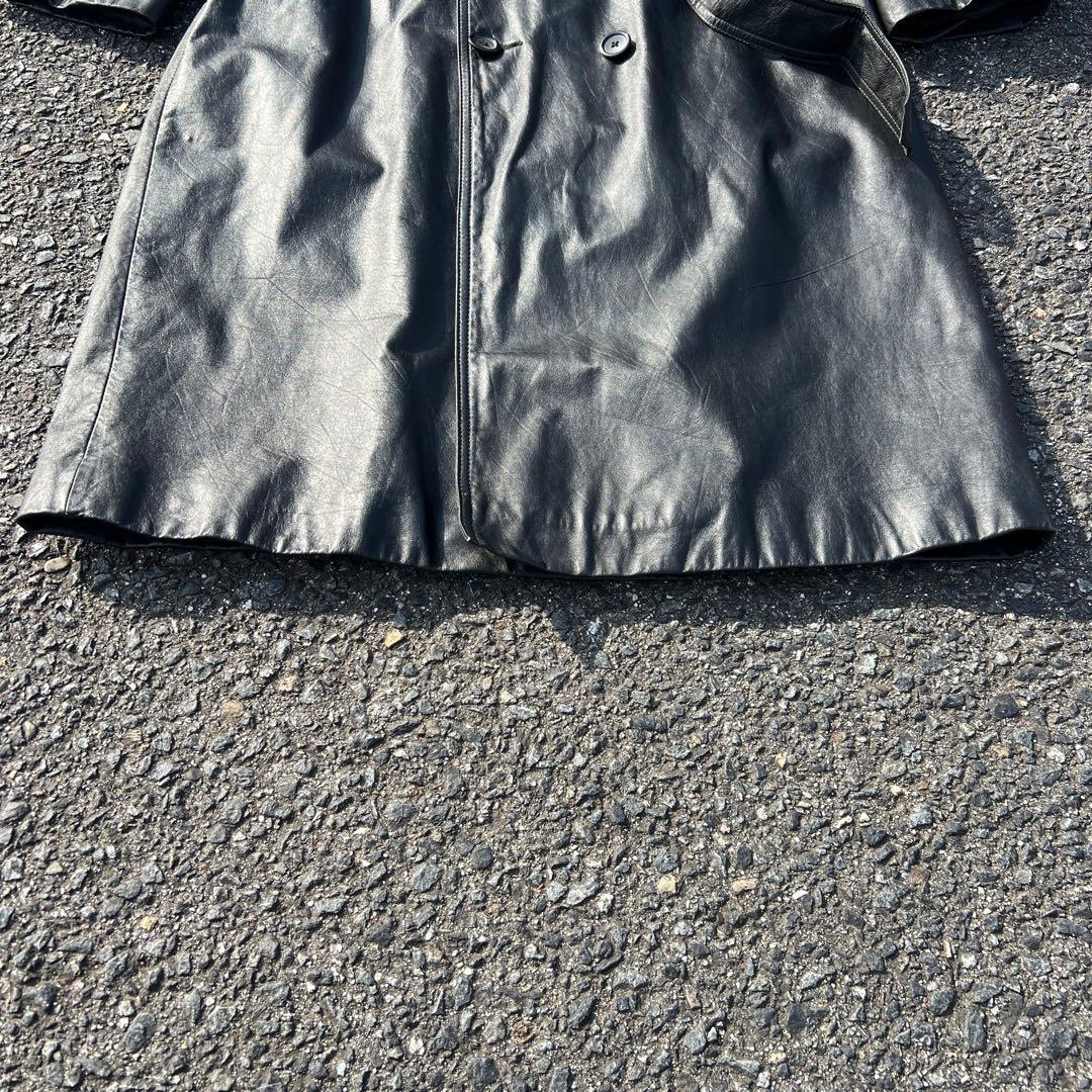 80s 日本製 牛革レザー トレンチコート