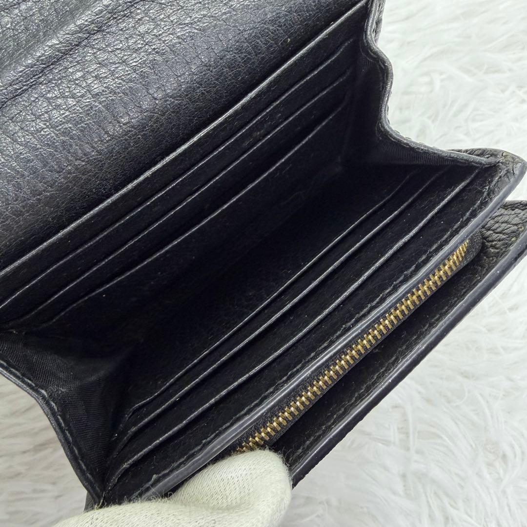 美品✨グッチ 二つ折り財布 GGロゴ マーモント PVC GG柄 ブラック