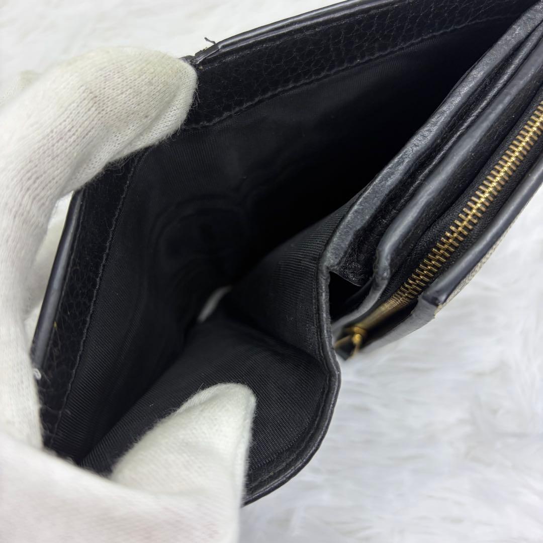 美品✨グッチ 二つ折り財布 GGロゴ マーモント PVC GG柄 ブラック