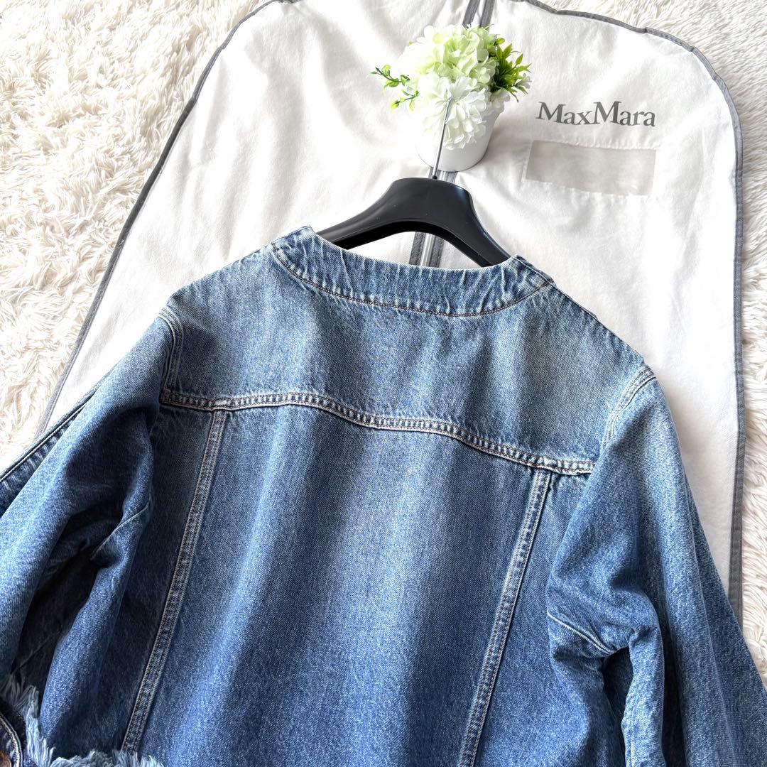 新品同様‼️マックスマーラ エレガントなノーカラー デニムジャケットGジャン