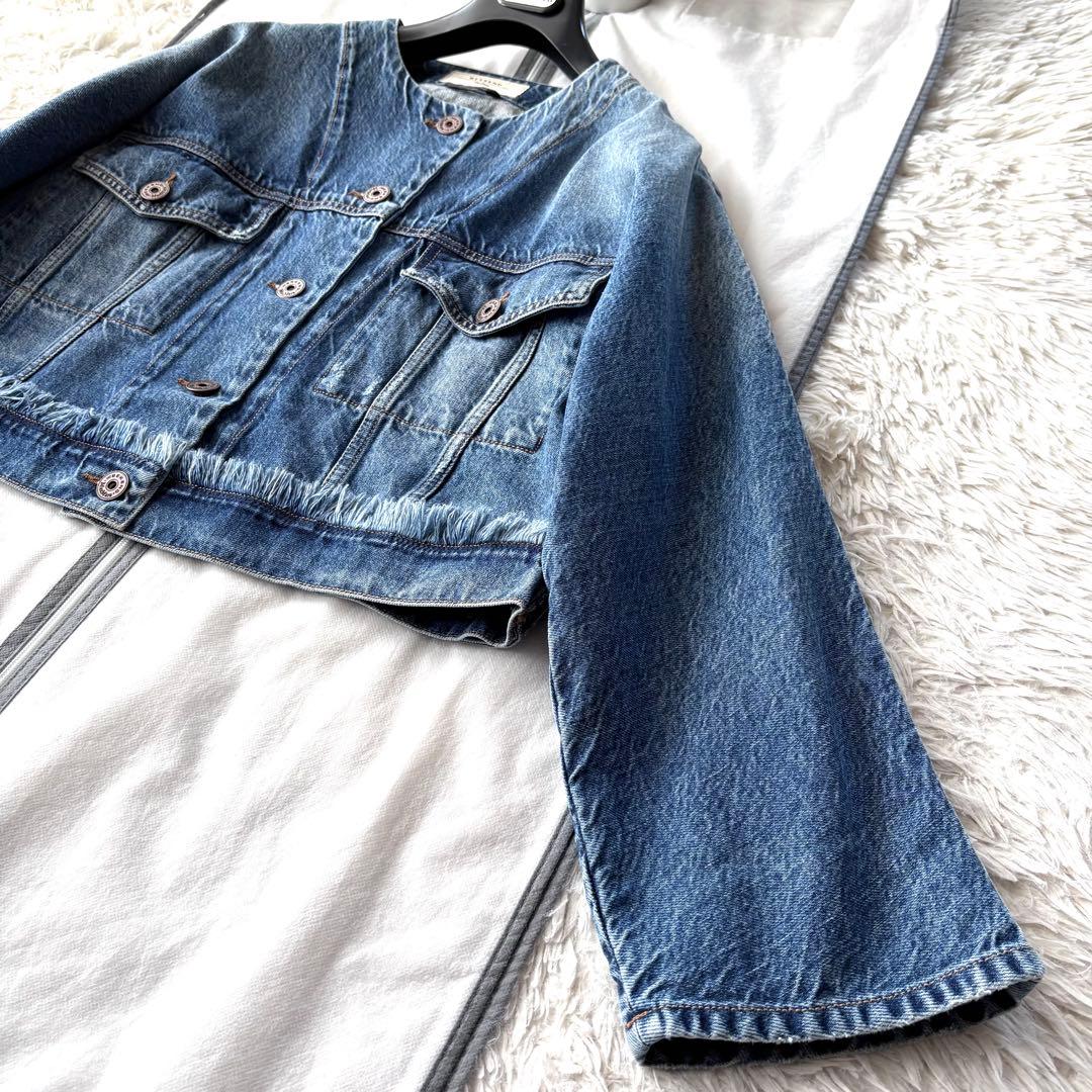 新品同様‼️マックスマーラ エレガントなノーカラー デニムジャケットGジャン