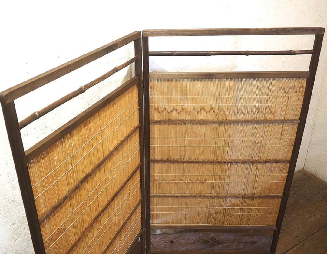 1344 折りたたみ式のレトロな衝立　パーティション　間仕切り　旅館　居酒屋