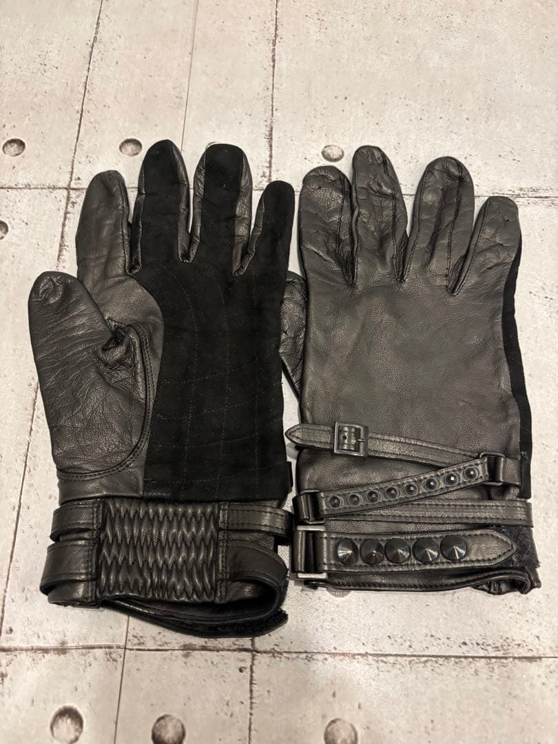 ♦︎Roen ロエン　ラムレザー スワロフスキースカル スタッズ ベルト グローブ