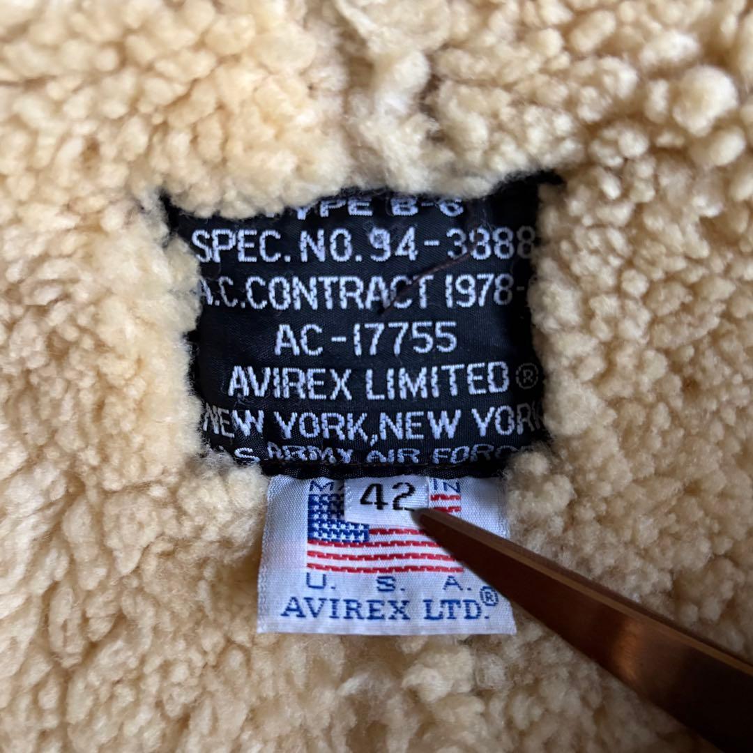 【90s avirex】B-6 フライトジャケット　usa製　本革　短丈　B-3