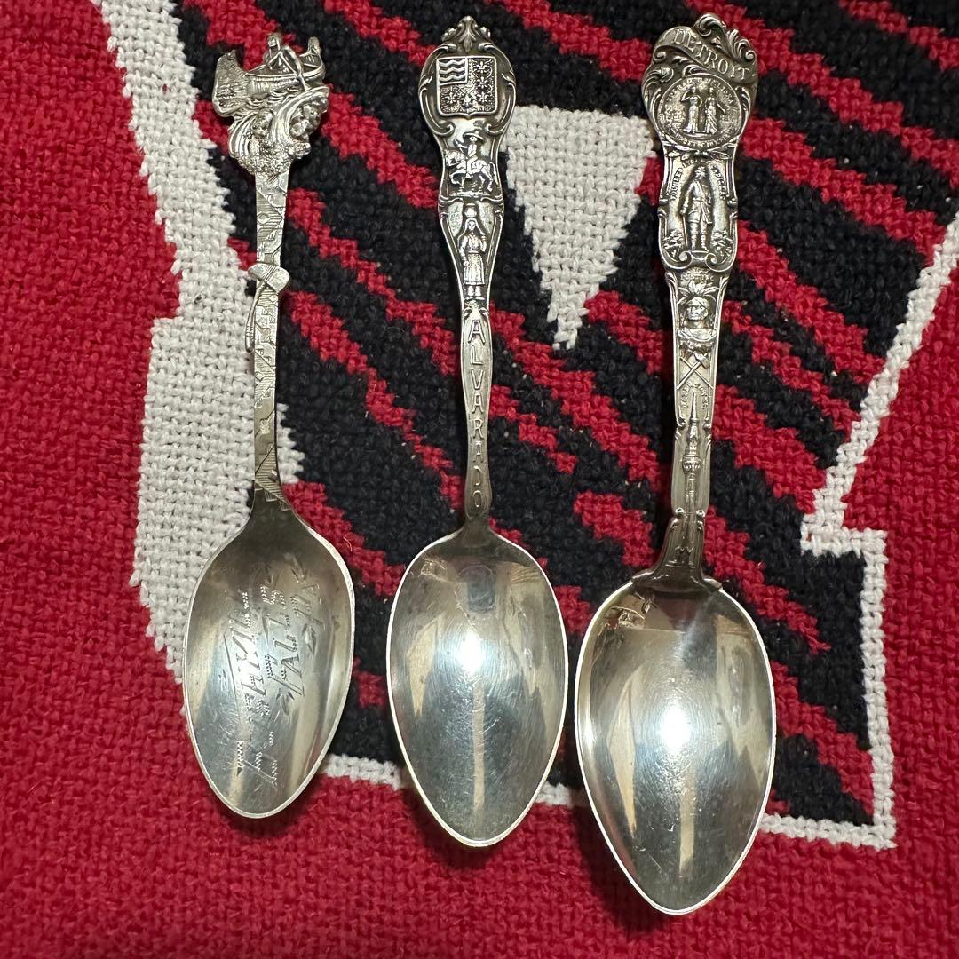 【希少】米国製 アンティーク シルバー 3点 スプーン スターリングシルバー